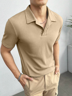 Waffle Polo Tshirt Beige