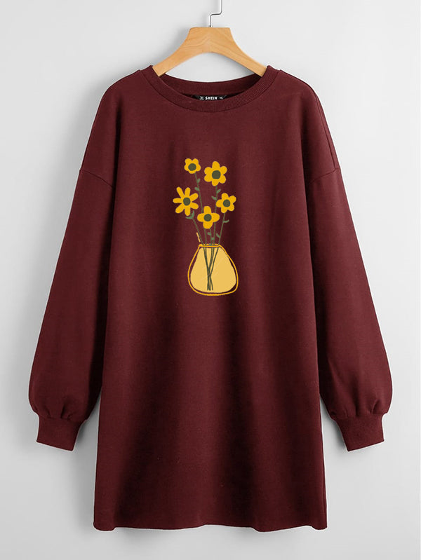 LONG LENGTH SWEATSHIRT SunFlowers Pot