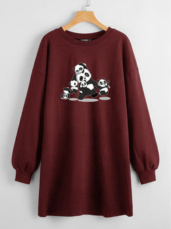 LONG LENGTH SWEATSHIRT MAROON PANDA FAMILY