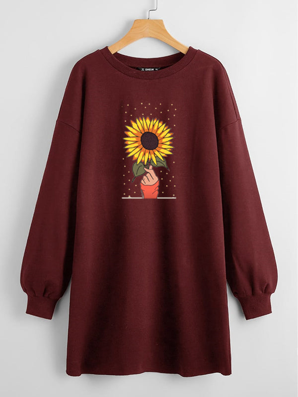 LONG LENGTH SWEATSHIRT Sun Flowers