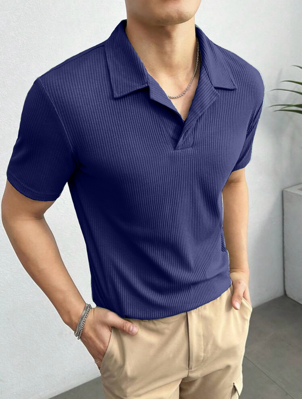 Waffle Polo Tshirt Navyblue