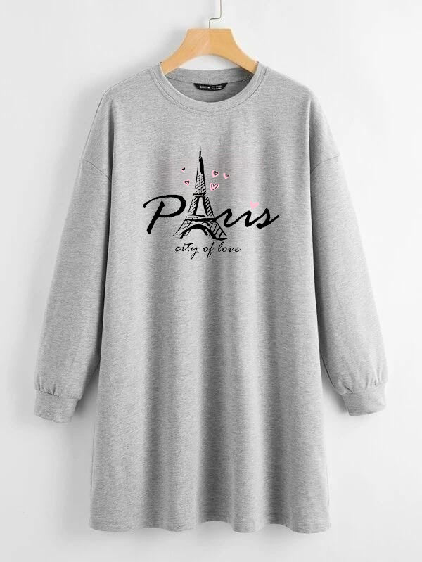 LONG LENGTH SWEATSHIRT GREY PARIS