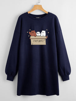 LONG LENGTH SWEATSHIRT NAVY BLUE FREE BEARS