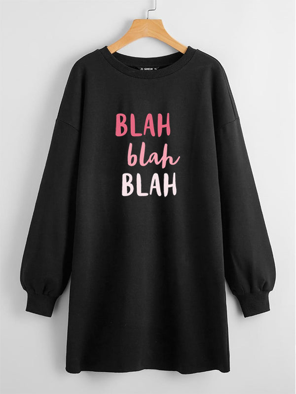 LONG LENGTH SWEATSHIRT BLACK BLAH BLAH BLAH