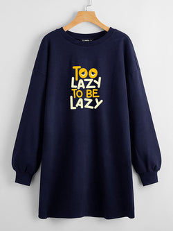 LONG LENGTH SWEATSHIRT NAVY BLUE TOO BE LAZY