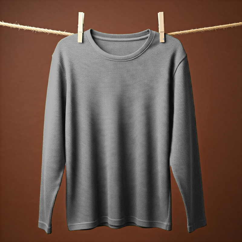 Fullsleeves Waffle Knit Tshirt Grey