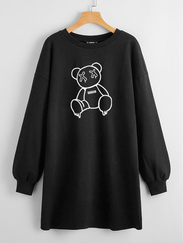 LONG LENGTH SWEATSHIRT BLACK BEAR