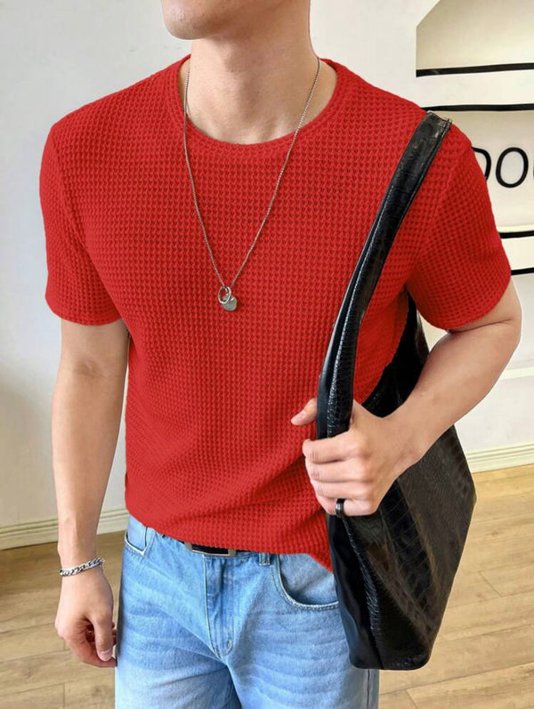 Waffle Knit Tshirt Red
