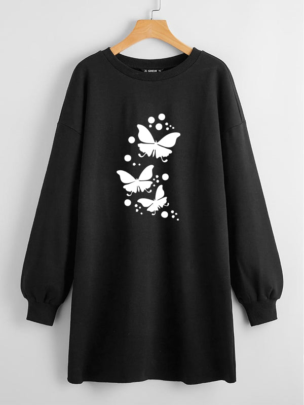 LONG LENGTH SWEATSHIRT Three Butterflies