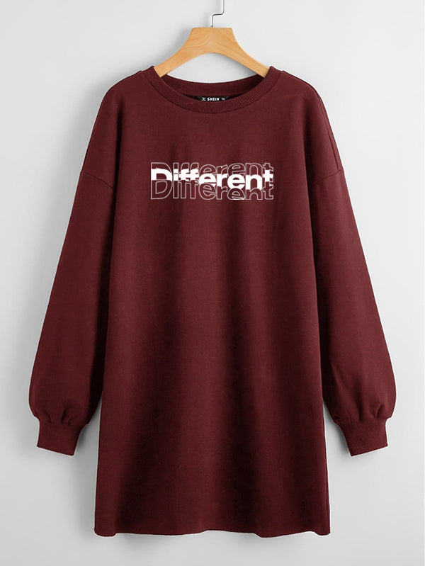 LONG LENGTH SWEATSHIRT MAROON DIFFERENT SHADE