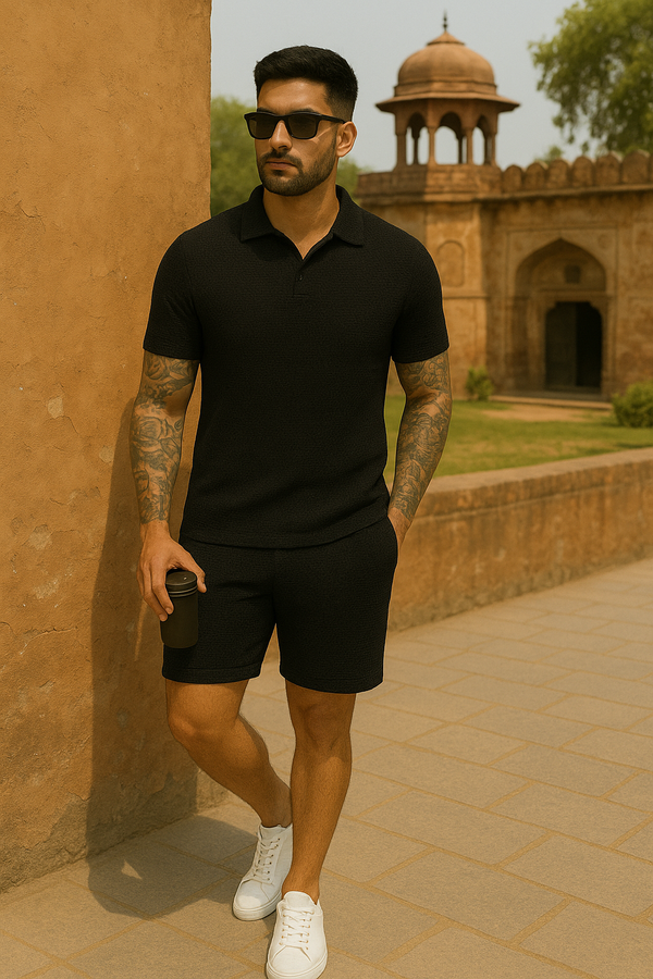 Polo Shorts Set Black