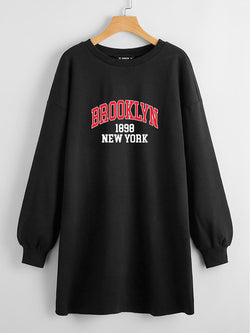 LONG LENGTH SWEATSHIRT BLACK BROOKLYN NEW YORK