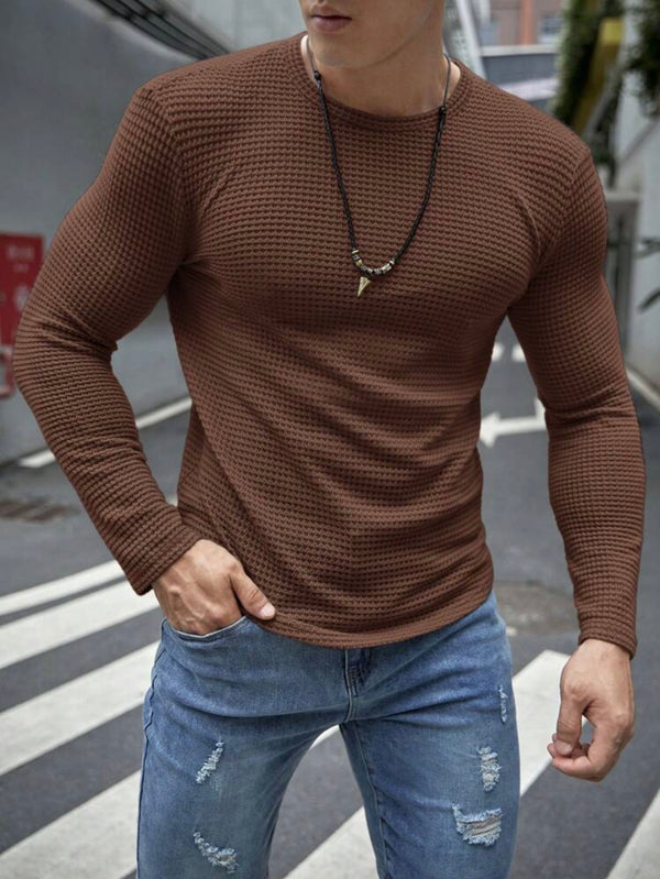 Fullsleeves Waffle Knit Tshirt Brown