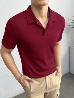 Waffle Polo Tshirt Maroon