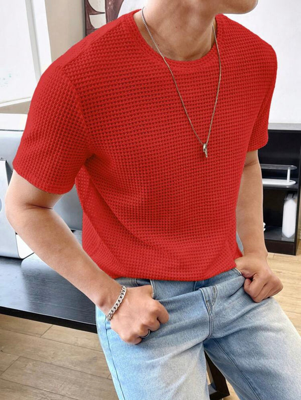 Waffle Knit Tshirt Red