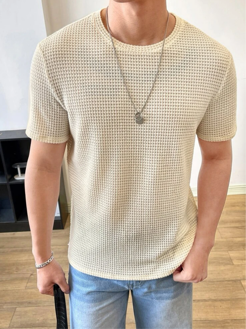 Waffle Knit Tshirt Beige