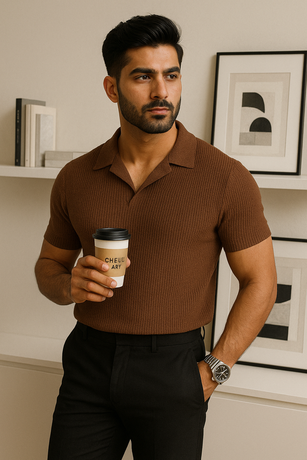 Knitted Polo Brown