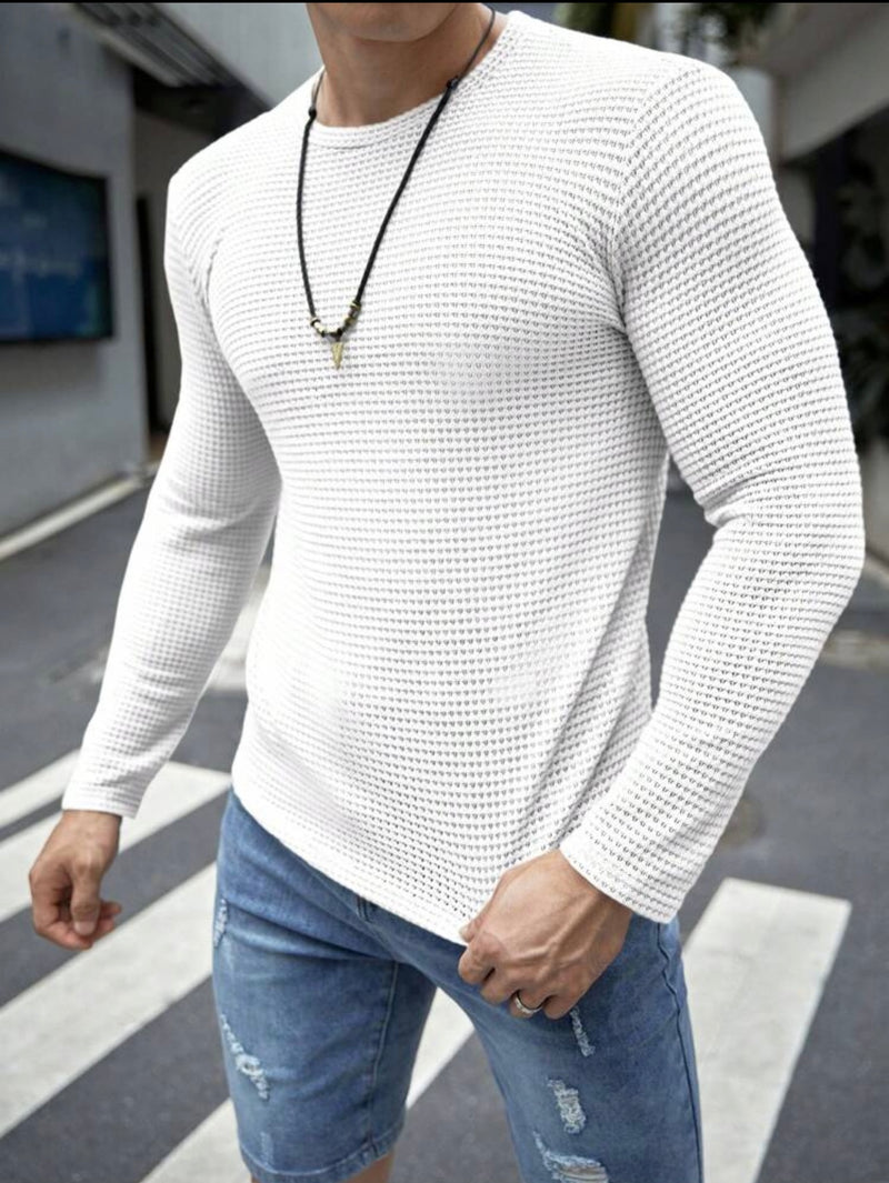 Fullsleeves Waffle Knit Tshirt White