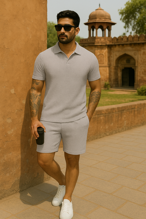Polo Shorts Set Grey