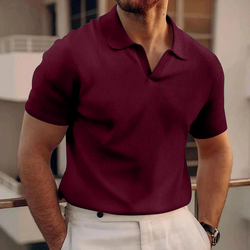 Waffle Knit Polo Tshirt Maroon