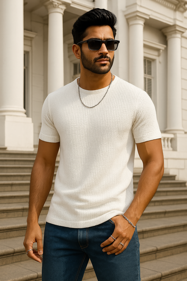Waffle Knit Tshirt White