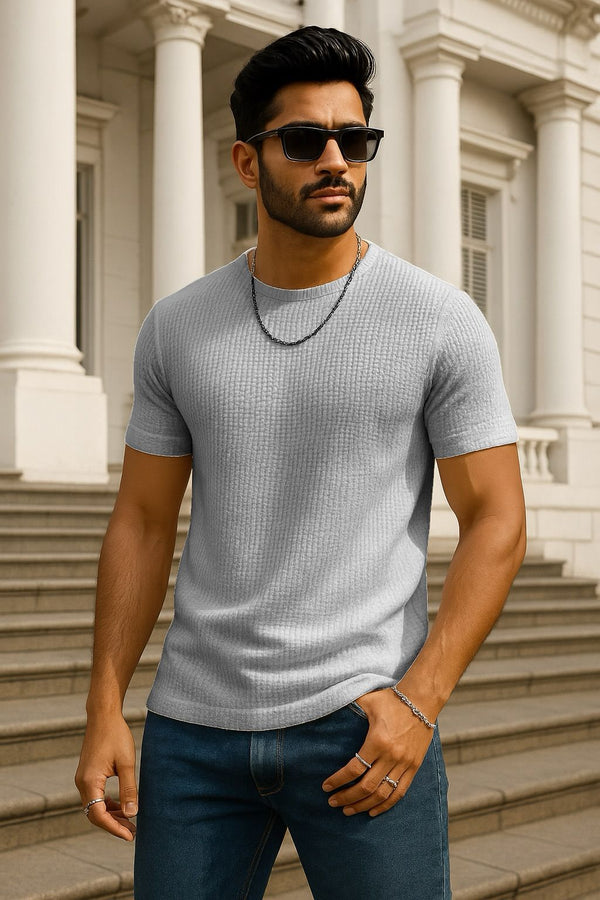 Waffle Knit Tshirt Grey