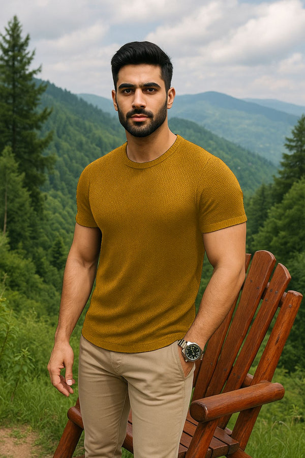 Waffle Knit Tshirt Mustard