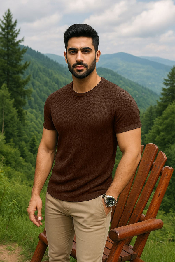 Waffle Knit Tshirt Brown