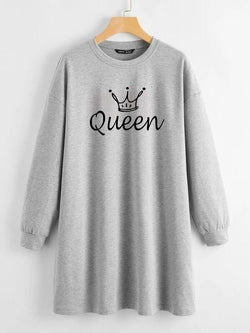 LONG LENGTH SWEATSHIRT GREY QUEEN