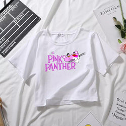 PINK PANTHER WHITE CROPTOP