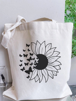 SUNFLOWER BUTTERFLY TOTE BAG BEIGE