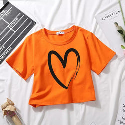 SKETCH HEART ORANGE CROPTOP