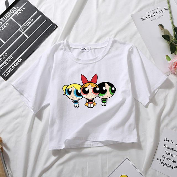 POWER PUFF GIRLS WHITE CROPTOP