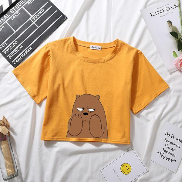 SAD BEAR MUSTARD CROPTOP