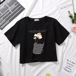 HAPPINESS BLACK CROPTOP