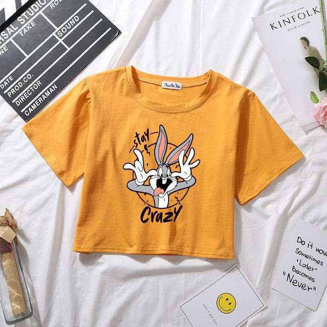 STAY CRAZY BUNNY MUSTARD CROPTOP