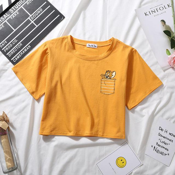 POCKET JERRY MUSTARD CROPTOP