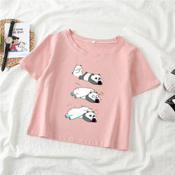 LAZY BEARS PINK CROPTOP