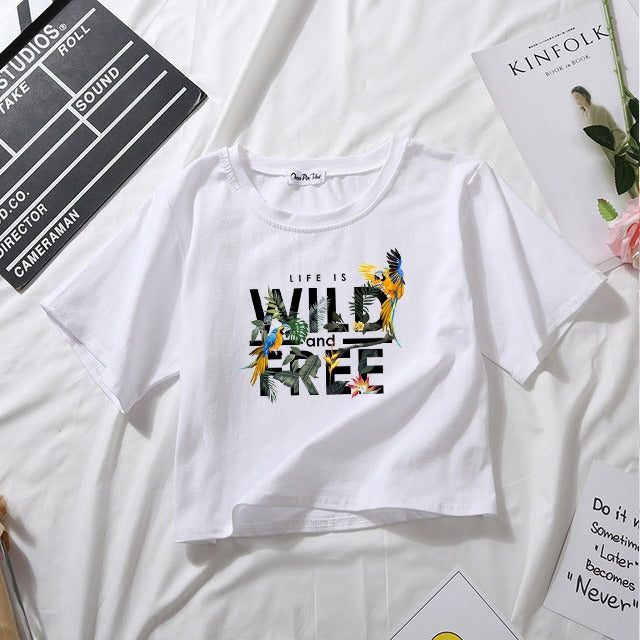 WILD AND FREE WHITE CROPTOP