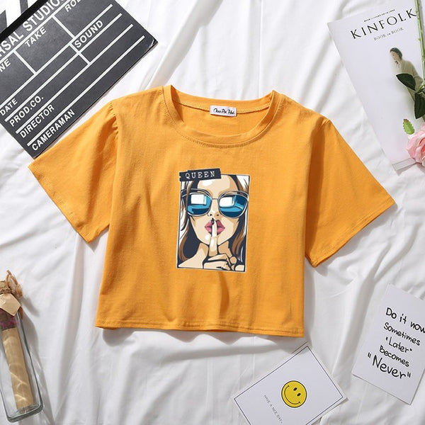 QUEEN SHH MUSTARD CROPTOP