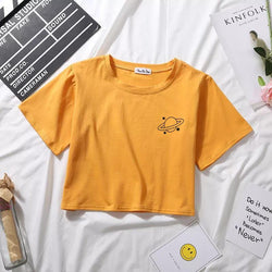 SATURN LOGO MUSTARD CROPTOP