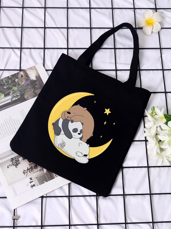 MOONS BEARS TOTE BAG BLACK