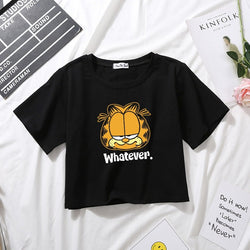 WHATEVER GARFIELD BLACK CROPTOP