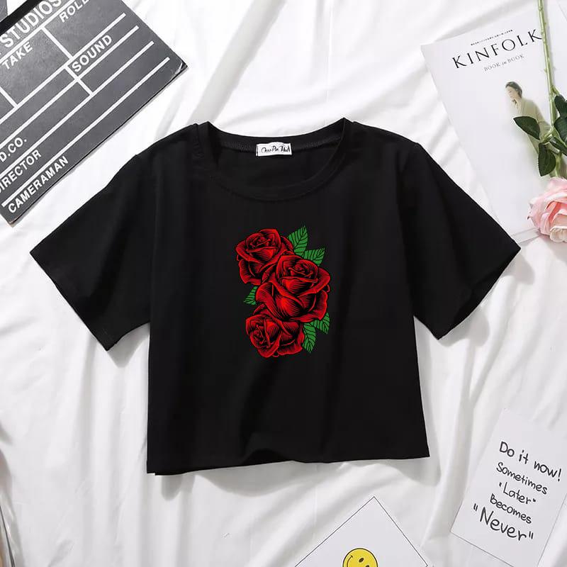 ROSE BLACK CROPTOP