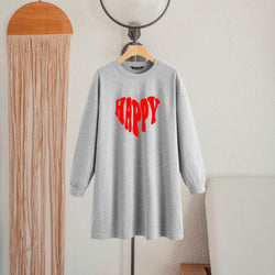 LONG LENGTH SWEATSHIRT Red Happy