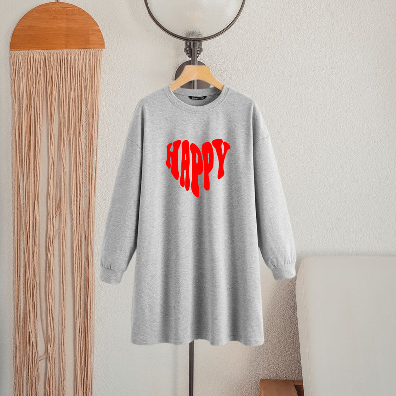 LONG LENGTH SWEATSHIRT Red Happy